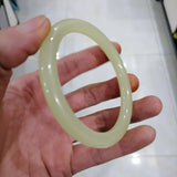 Chinese Jade Hand Carved Wide Band Bracelet Men's Women's Wood Grain