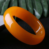 Natural Yellow Jade Bracelet Wide Thick Ladies Gift Accessories