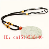 Chinese Zodiac Carved Jade Pendant Green Tai Chi Gossip Necklace Charm Lucky