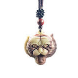 Natural Chocolate Jade Tiger Necklace Pendant with Chain Jade Jewelry