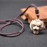 Natural Chocolate Jade Tiger Necklace Pendant with Chain Jade Jewelry