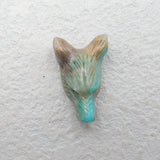 Chrysocolla Wolf Head Pendant Hand Carved for Necklace