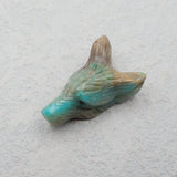 Chrysocolla Wolf Head Pendant Hand Carved for Necklace