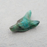 Chrysocolla Wolf Head Pendant for Necklace