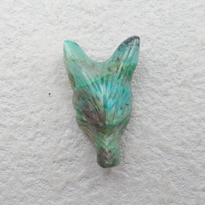 Chrysocolla Wolf Head Pendant for Necklace