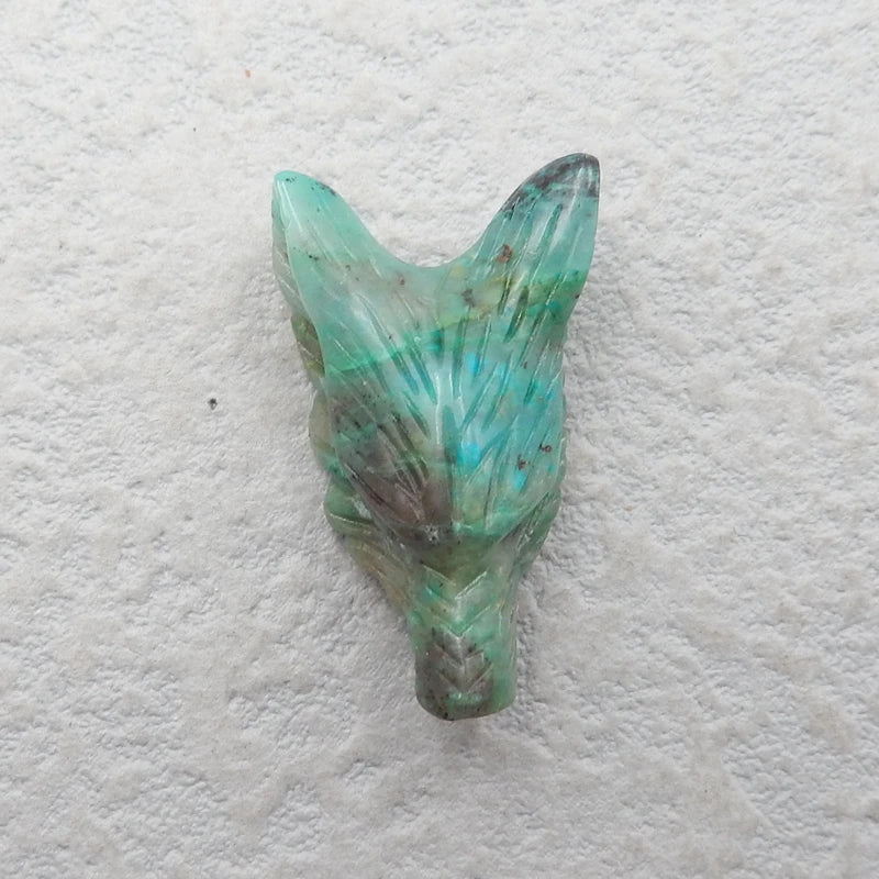 Chrysocolla Wolf Head Pendant for Necklace