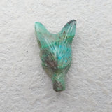Chrysocolla Wolf Head Pendant for Necklace