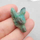Chrysocolla Wolf Head Pendant for Necklace