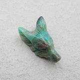 Chrysocolla Wolf Head Pendant for Necklace