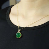 Chrysoprase Clavicle Chain Pendant Sterling Silver Necklace Gift