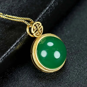 Chrysoprase Clavicle Chain Pendant Sterling Silver Necklace Gift