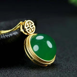 Chrysoprase Clavicle Chain Pendant Sterling Silver Necklace Gift