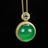 Chrysoprase Clavicle Chain Pendant Sterling Silver Necklace Gift