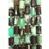 Chrysoprase Faceted Cylinder Spacer Tube Beads