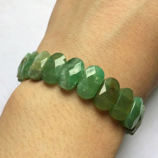 Natural Chrysoprase Stone Beads Bracelet Fine Jewelry Bangle for Women