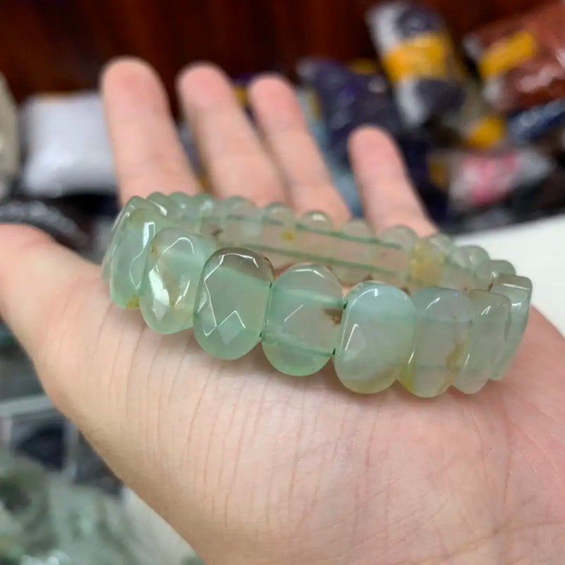 Chrysoprase Stone Beads Bracelet Natural Stone Bangle DIY Jewelry for Woman