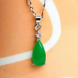 Chrysoprase Water Drop Pendant with Zodiac Chain