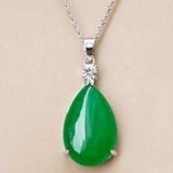 Chrysoprase Water Drop Pendant with Zodiac Chain