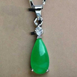 Chrysoprase Water Drop Pendant with Zodiac Chain