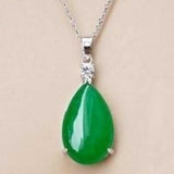Chrysoprase Water Drop Pendant with Zodiac Chain