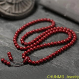 Natural Cinnabar 108 Buddha Beads Bracelet for Men and Women