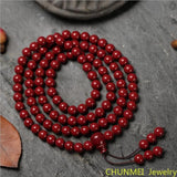 Natural Cinnabar 108 Buddha Beads Bracelet for Men and Women