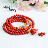 Natural Cinnabar 108 Buddhist Beads Gourd Chain Retro Ethnic Style Souvenir