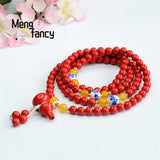 Natural Cinnabar 108 Buddhist Beads Gourd Chain Retro Ethnic Style Souvenir