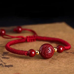 Cinnabar Beads Bracelet Raw Ore Zodiac Strap Birth Year Couple Ornament