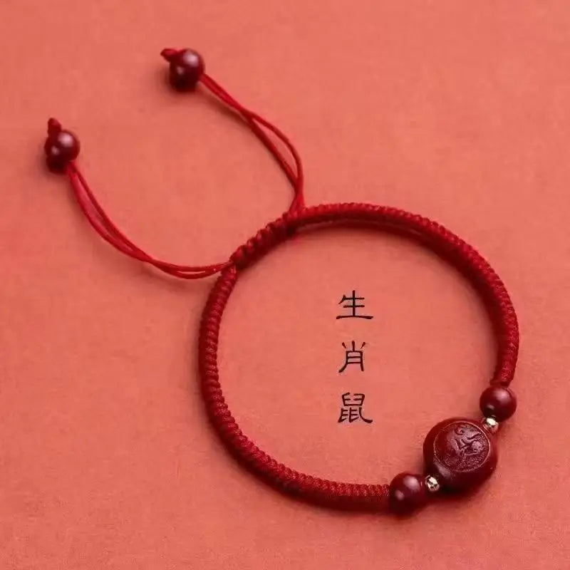Cinnabar Beads Bracelet Raw Ore Zodiac Strap Birth Year Couple Ornament