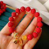 Cinnabar Agate Bracelet Bangle 10mm Bead String Birthday Unisex