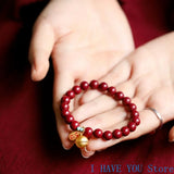 Natural Cinnabar Bracelet Purple Sand Copper Bell Bracelet