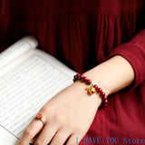 Natural Cinnabar Bracelet Purple Sand Copper Bell Bracelet