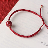Cinnabar Crystal Red Woven Bracelets for Women Men