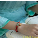 Natural Cinnabar Brass Amulet Bracelet Women's Bracelet Jewelry
