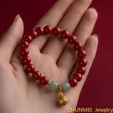 Natural Cinnabar Brass Amulet Bracelet Women's Bracelet Jewelry