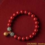 Natural Cinnabar Brass Amulet Bracelet Women's Bracelet Jewelry