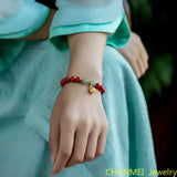 Natural Cinnabar Brass Amulet Bracelet Women's Bracelet Jewelry