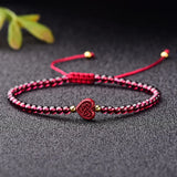 Hand Weave Red Rope Garnet Bracelet with Cinnabar Charm