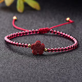 Hand Weave Red Rope Garnet Bracelet with Cinnabar Charm