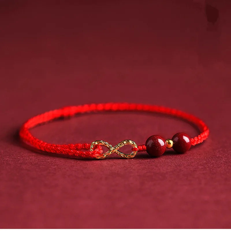 Cinnabar Infinity Symbol Red String Bracelet Buddha Protection