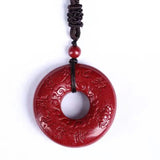Natural Cinnabar Heart Sutra Buckle Pendant Amulet Men Women Jewelry