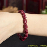 High Content Cinnabar Buddha Head Bracelet Handmade
