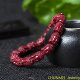 High Content Cinnabar Buddha Head Bracelet Handmade
