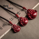 Cinnabar Purple Maitreya Buddha Pendant Fine Jewelry Charms Amulets