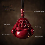 Cinnabar Purple Maitreya Buddha Pendant Fine Jewelry Charms Amulets