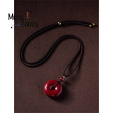 Cinnabar Purple Sand Safe Buckle Pendant Wedding Souvenir Engraver Fine Jewelry