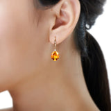 Natural Citrine 14K Yellow Drop Earrings for Women