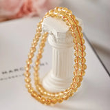 Natural Citrine Beaded Multi-Wrap Bracelet Yellow Crystal