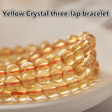 Natural Citrine Beaded Multi-Wrap Bracelet Yellow Crystal